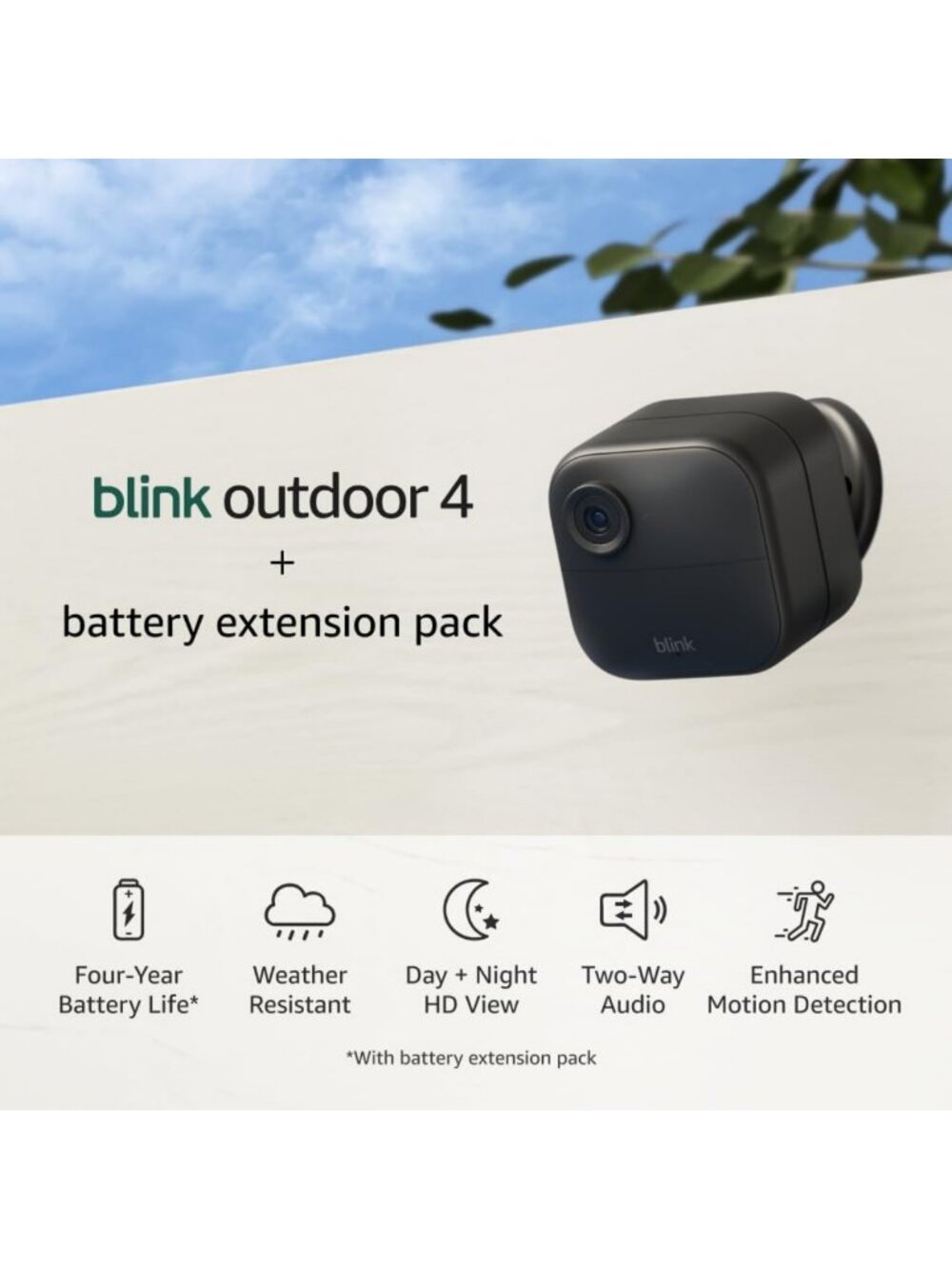 Blink Outdoor 4 + Battery Extension Pack — Four-year battery wireless smart